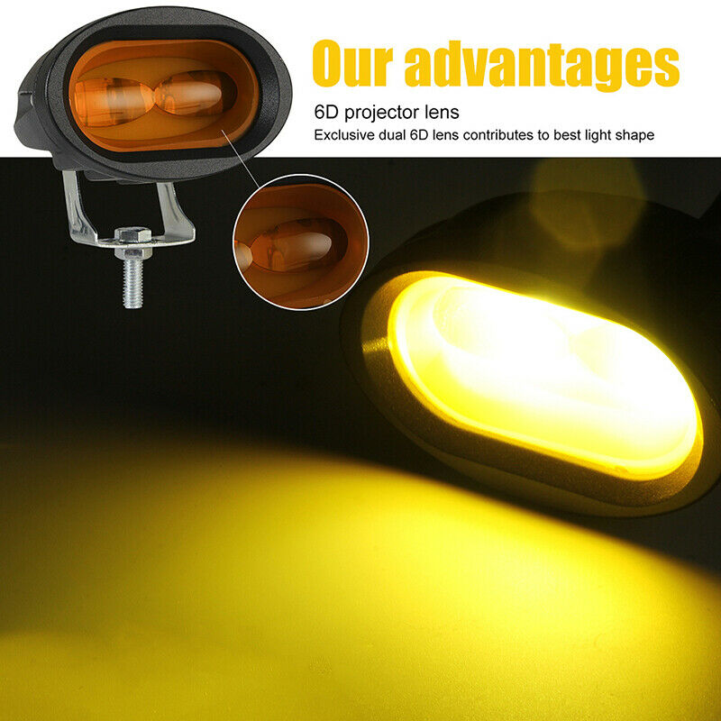 2X LED Work Light Amber Fog Bar Driving Pod Spot Lamp Offroad SUV MotorcyclS Hn