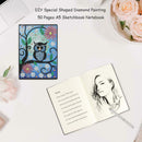 DIY Owl Special Shaped Diamond Painting 50 Page A5 Sketchbook Notebook Gift