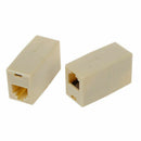 5 Pcs Beige Plastic RJ11 6P4C Female/Female Telephone Cable Inline Connecto D4L2