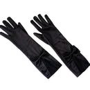 Women Black Lace Patchwork Satin Gloves Bowknot Sexy Clubwear Party Dance Gloves