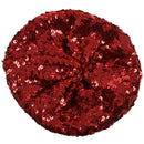 Lady Costume Stretch Sparkly Shining Sequin Beret Beanie Hat red