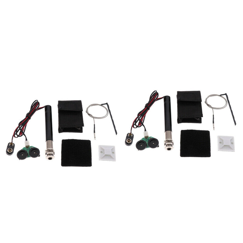 2 Kit EQ Active Endpin Jack Preamp Piezo Pickup For Acoustic Guitars Ukulele