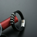 Fashion Simple Men'S Leather Bracelet Multilayer Woven Leather Bracelet Bra