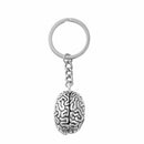Brain Keychain Alloy Smart Brainiac IQ Key Ring Fob Chain Medicine Human J3F9
