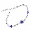 Hot Lady Crystal Rhinestone Bracelet Sea Blue Bangle Chain Heart Jewelry Z1H6