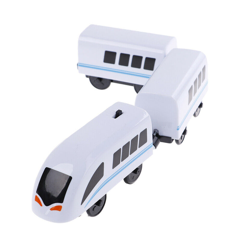 3Pcs White combination of magnetic electric locomotive train for wooden trackÂ·q