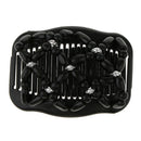 2 Pack Elastic Double Clips Hair Comb  Wooden Beads Stretching