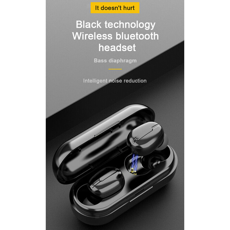 L13 Bluetooth Wireless Earbud w/Charging Case Waterproof TWS Headphone Black