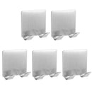 5pcs Adhesive Stainless Steel Towel Hooks Hats Family Robe Hanging Hooks