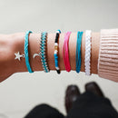 6pcs Boho Ethnic Weave Rope Bracelet DIY Beads Bangles Jewelry (Style 9) A
