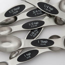 Chef Magnetic Measuring Spoons Set, Dual Sided, Stainless Steel, Fits in Sp
