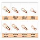 140PCS Copper Wire Ring Terminal Lug SC Battery Welding Bare Connectors Set