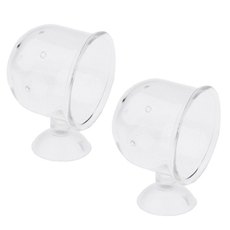 2Pcs Glass Pot Plant Cup Holder Aquarium Fish Tank Red Worm Feeder Pinhole