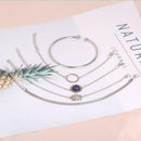 5pcs/set European Hollow Round Hand Chain Women Beads Bracelet Jewelry Gift A