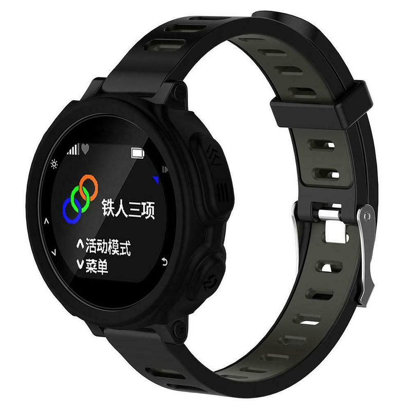 Silicone Skin Case Cover for Garmin Forerunner 235 735XT Watch(Black) A