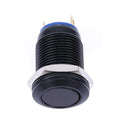 12mm Waterproof Flat Stainless Steel Momentary Push Button Switch (Black)