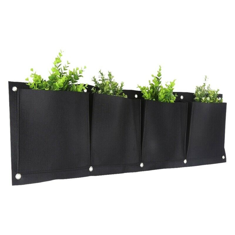 Vertical Garden Planter, 4 Pockets Wall Hanging Felt Planter Bags Wall Moun