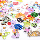 50pcs Mixed Animals Wooden Buttons Scrapbooking Crafts DIY Children Button Decor