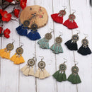Bohemian Alloy Earrings European And American Handmade Fan-Shaped Long Tass