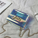 Lovely Cat Pattern Pvc Women For Metal Chain Shoulder Bag Transparent Bag