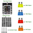 8 Way Blade Fuse Block Box Holder LED Light 12-32V Circuit Caravan Truck Car