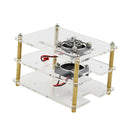 Stackable Case with Cooler Fan, Two-Layer Transparent Acrylic Case Enclosure Box