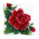 Red Flower Latch Hook Kit DIY Embroidery Crocheting for Pillow Cover Sofa
