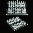 32pcs Traditional Glass Chess Board Set Game Frosted Transparent Chessboard Q8G9