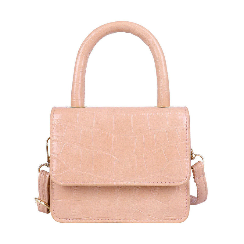 Women Leather Mini Shoulder Handbags Flap Messenger Crossbody Bags (Pink) A