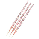 3Pcs Nail Art Liner Brushes 11,15,20mm Fine Tips For Short Strokes Detailing