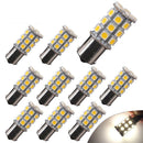 10x Car Auto RV Trailer 1156 BA15S 5050 27 SMD LED Light Backup Lamp Warm White