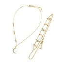 Stylish Boho Multilayer Choker Pendant Necklace Crystal Star Moon Chain Jewelry