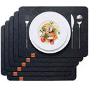 Felt Placemat 6 Piece Set Black-Table Mat Can Be Wiped 45X32 Cm-Washable Pl F9Q6