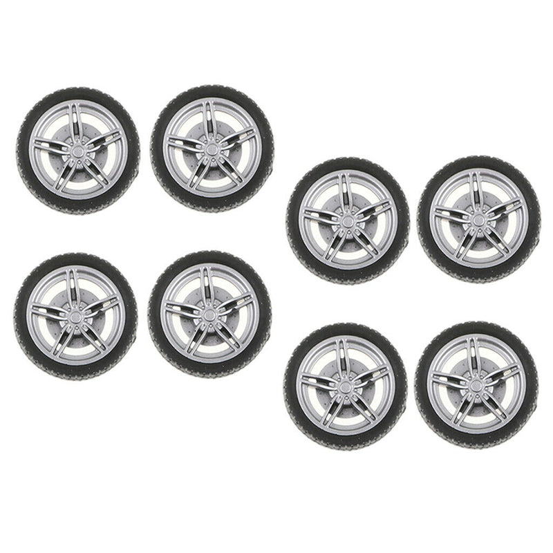 10pcs 1.9mm Shaft Plastic Wheel & 30mm Dia Rubber Tire Spare Parts for DIY Robot