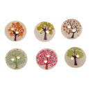 100Pc DIY Mixed Tree Pattern 2 Holes Wooden Buttons Sewing Scrapbooking 15mm