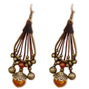 Ethnic Style Jewelry Retro Glass Copper Beaded Bell Earrings
