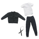 1/6 Simulation Artificial Leather Jacket and Pants T-shirt Suit for 12'' Hot