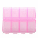 Plastic Rectangle 8 Compartments 7 Days Medicine Pill Box Pink