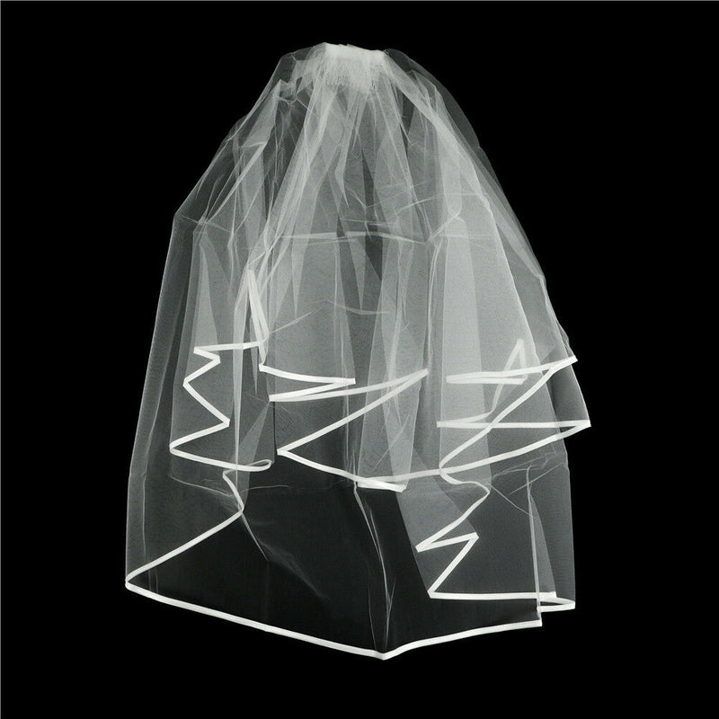 Elegant White Elegant Beauty Two Layers Short Net Tulle Bride  For Wedd â„–[