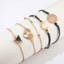 5pcs/set Boho Bracelet Women Hollow Flower Bead Chain Moon Alloy Jewelry