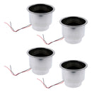 4pcs Stainless Steel LED Drink Cup Holder Blue Light for Yacht Modern Camper Car