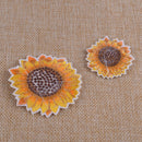 Sewing Patch Shimmery Sunflower Clothes Craft Applique Iron-On/Sew-On 10pcs DIY