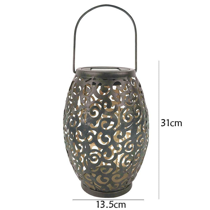Solar LED Hanging Light Retro Hollow Metal Cloud Lantern Outdoor Decor Lamp