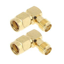 2pcs Right Angle 90-Degree RP-SMA Male to Female RF Coaxial Adapter A
