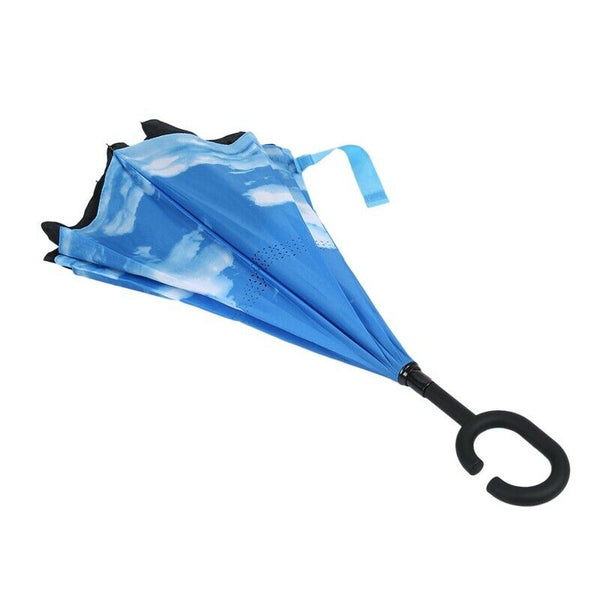 Sky Cloud Folding Reverse Umbrella Double Layer Inverted Windproof Rain Car M9M3