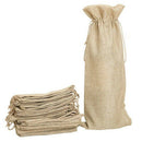 10pcs Jute Wine Bags, 14 x 6 1/4 inches Hessian Wine Bottle Gift Bags with  E5L9