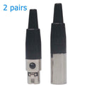 2 Pairs 3 Pin Male + Female Mini XLR Plugs Audio Connectors for Microphone