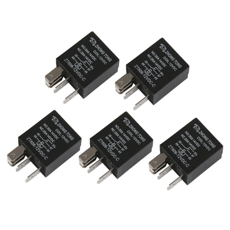 5 Pieces Universal 5 Pin Replacement 20A/30A Relay Relays for Horn Headlight