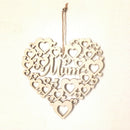 Wooden Sign Mum Letter, Hanging Plaque Mothers Day Gift, Heart Shape Wood Sign