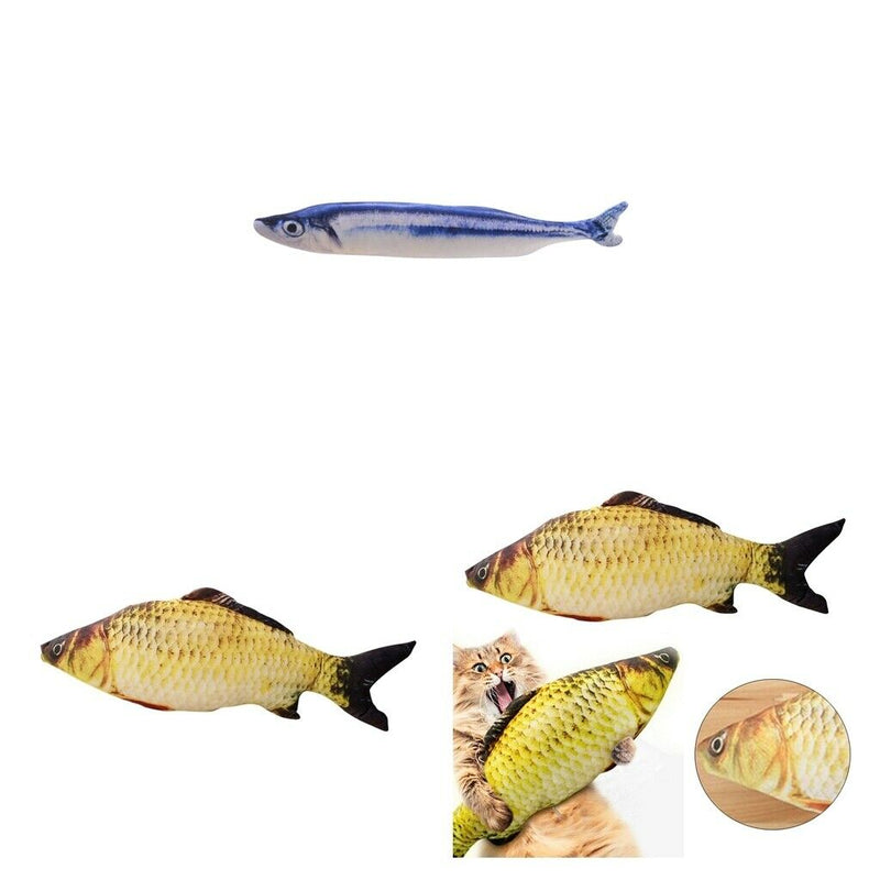 2pcs Pet Kitten Moving Wagging Fish Toys Cat Chew Training Kicker For Cat